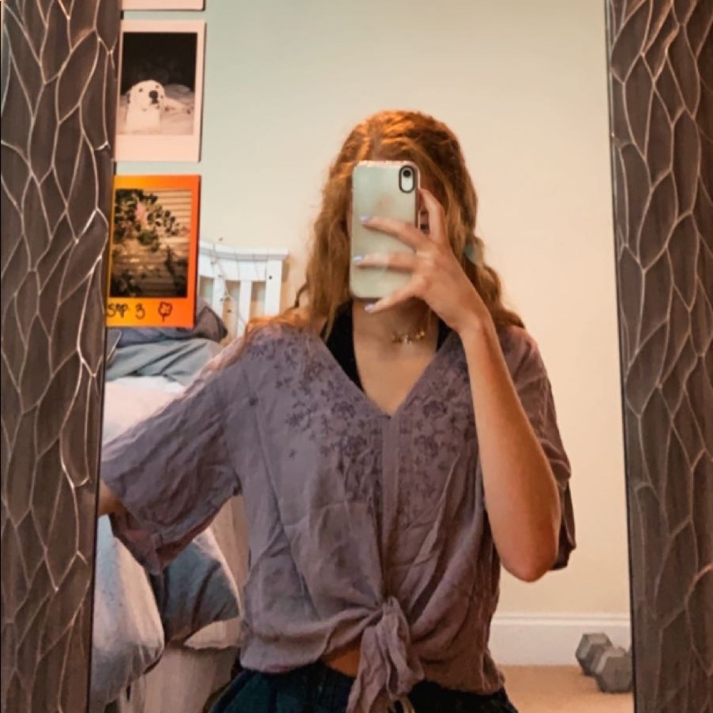 Purple tie front top